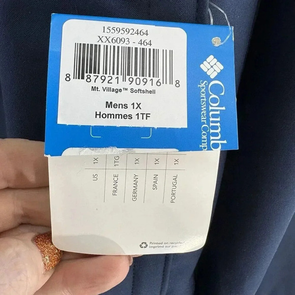 Columbia Mens Navy Mt Village Softshell Jacket 1X Outdoorsy Fleece Lined‎ NWT - Picture 9 of 9